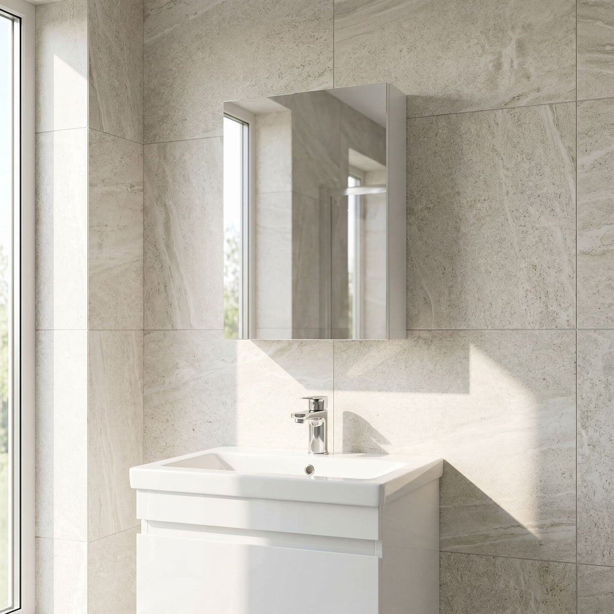 [BFDT116] Balterley 450mm Single Door Mirror Cabinet - Choice of Colour - Silo