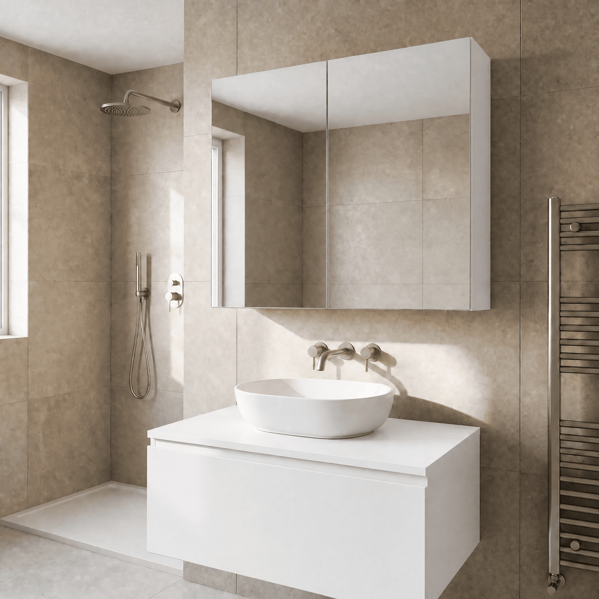 [BFDT119] Balterley 800mm 2 Door Mirror Cabinet - Choice of Colour