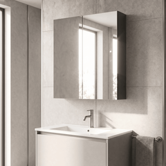 [BFDT1417] Balterley Contemporary Bathroom Wall Hung 2 Door Mirror Cabinet, Dark Grey, 600mm - Lifestyle 3