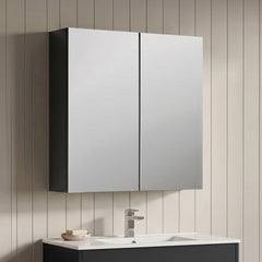 [BFDT1417] Balterley Contemporary Bathroom Wall Hung 2 Door Mirror Cabinet, Dark Grey, 600mm - Silo