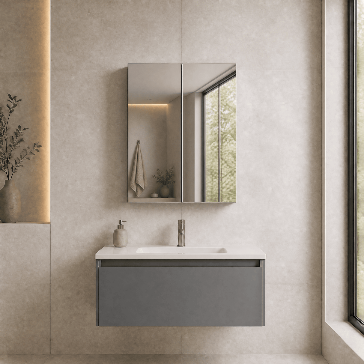 [BFDT2217] Balterley 600mm 2 Door Bathroom Mirror Cabinet - Choice of Colour