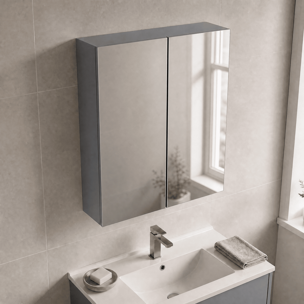 [BFDT2217] Balterley 600mm 2 Door Bathroom Mirror Cabinet - Choice of Colour