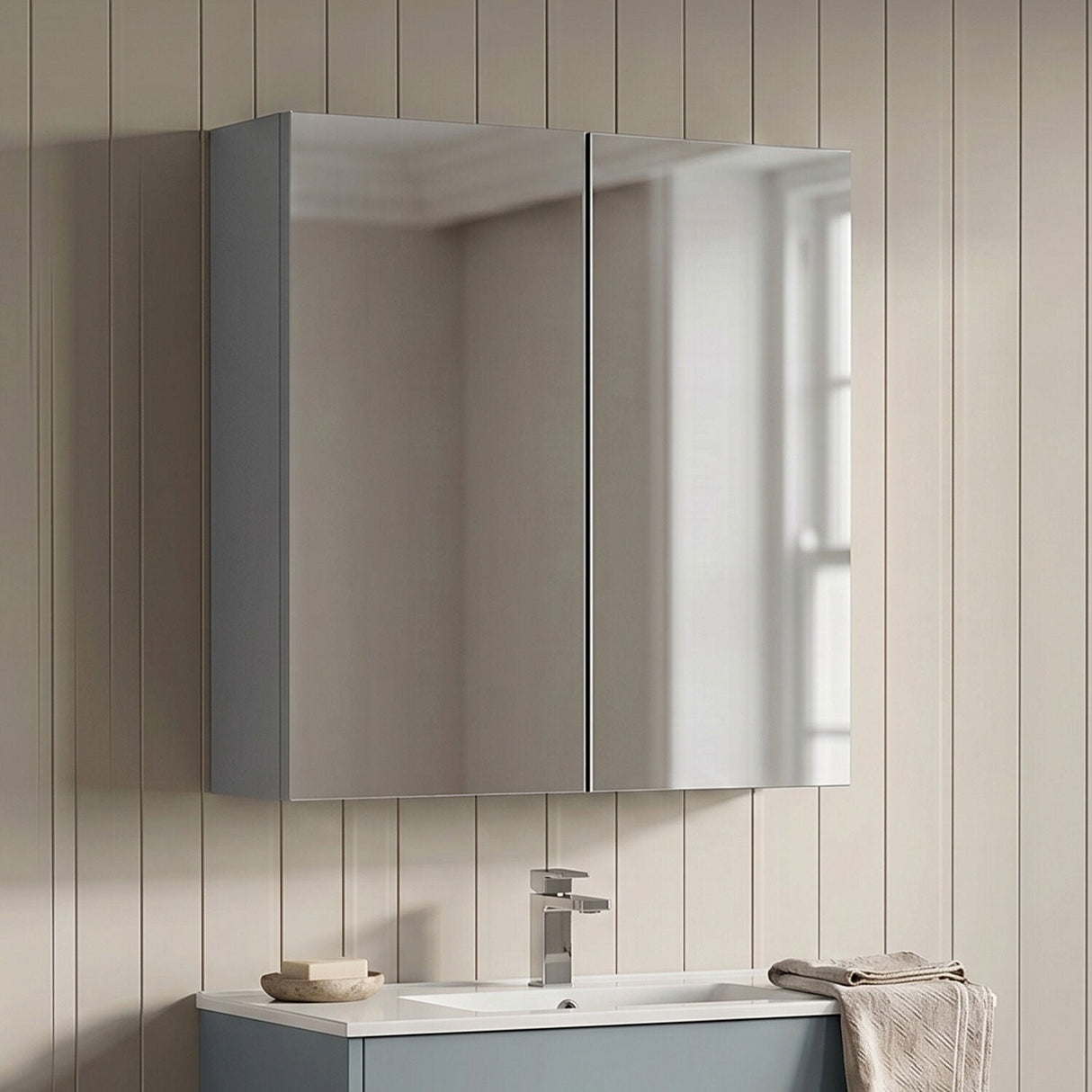 [BFDT2217] Balterley 600mm 2 Door Bathroom Mirror Cabinet - Choice of Colour - Silo