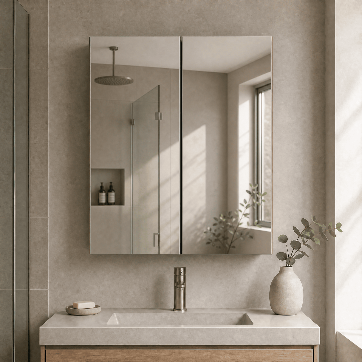 [BFDT2517] Balterley 600mm 2 Door Bathroom Mirror Cabinet - Choice of Colour