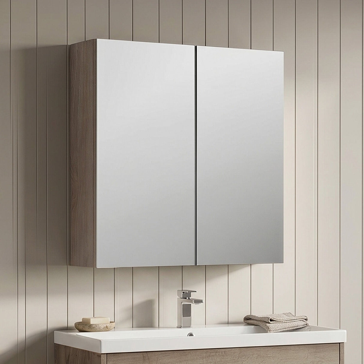 [BFDT2517] Balterley 600mm 2 Door Bathroom Mirror Cabinet - Choice of Colour - Silo
