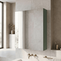 [BFDT817] Balterley Level Contemporary Bathroom Wall Hung 2 Door Mirror Cabinet, Satin Green, 600mm - Lifestyle 1