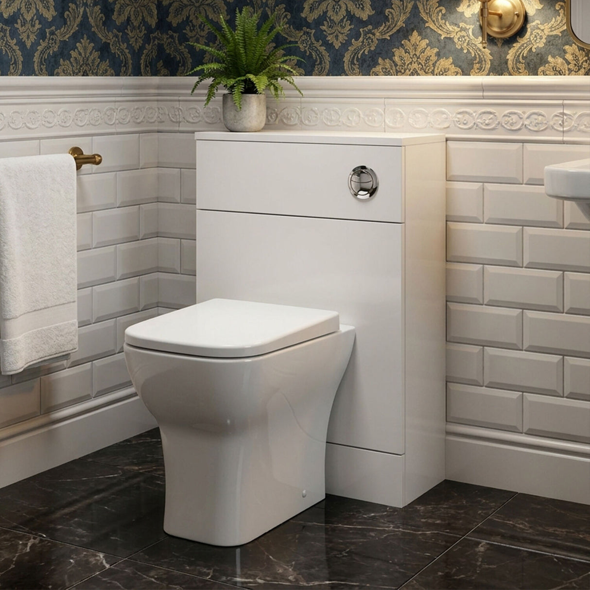 [BFDY104A] Alrewas Contemporary Floor Standing WC Unit with Coordinating Worktop, 500mm, Choice of Colour - Silo