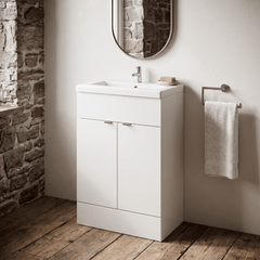 [BFDY107A] Alrewas Contemporary 2 Door Floor Standing Vanity Unit with Basin, 600mm, Choice of Colour