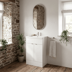 [BFDY107A] Alrewas Contemporary 2 Door Floor Standing Vanity Unit with Basin, 600mm, Choice of Colour