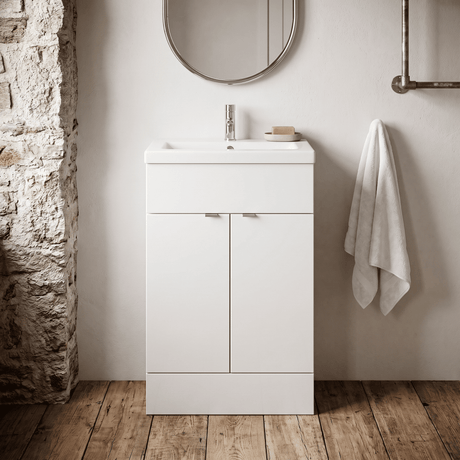 [BFDY107A] Alrewas Contemporary 2 Door Floor Standing Vanity Unit with Basin, 600mm, Choice of Colour - Silo