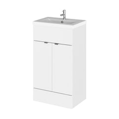 [BFDY124A] Alrewas Contemporary 2 Door Floor Standing Vanity Unit with Basin, Gloss White, 500mm - Cutout