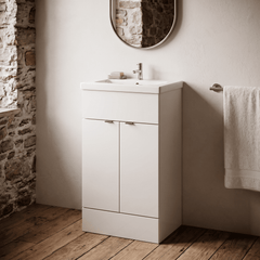 [BFDY124A] Alrewas Contemporary 2 Door Floor Standing Vanity Unit with Basin, 500mm, Choice of Colour