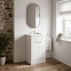[BFDY124A] Alrewas Contemporary 2 Door Floor Standing Vanity Unit with Basin, 500mm, Choice of Colour