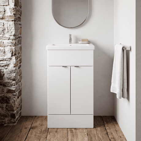 [BFDY124A] Alrewas Contemporary 2 Door Floor Standing Vanity Unit with Basin, 500mm, Choice of Colour - Silo