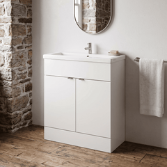 [BFDY128A] Alrewas Contemporary 2 Door Floor Standing Vanity Unit with Basin, 800mm, Choice of Colour