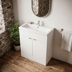 [BFDY128A] Alrewas Contemporary 2 Door Floor Standing Vanity Unit with Basin, 800mm, Choice of Colour