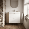 [BFDY130A] Alrewas Contemporary 2 Drawer Wall Hung Vanity Unit with Basin, 600mm, Choice of Colour - Silo
