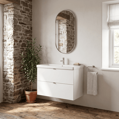 [BFDY131A] Alrewas Contemporary 2 Drawer Wall Hung Vanity Unit with Basin, 800mm, Choice of Colour