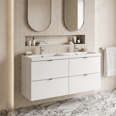 [BFDY132A] Alrewas Contemporary 4 Drawer Wall Hung Vanity Unit with Basin, 1200mm, Choice of Colour
