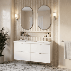 [BFDY132A] Alrewas Contemporary 4 Drawer Wall Hung Vanity Unit with Basin, 1200mm, Choice of Colour