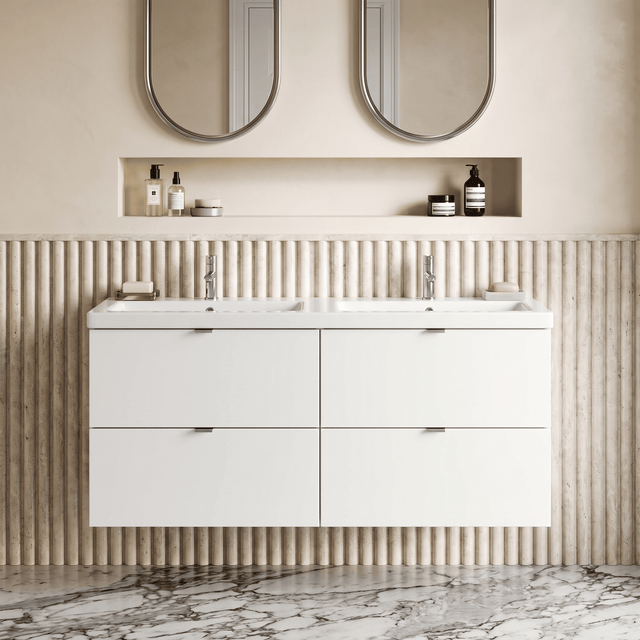 [BFDY132A] Alrewas Contemporary 4 Drawer Wall Hung Vanity Unit with Basin, 1200mm, Choice of Colour - Silo