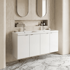 [BFDY133A] Alrewas Contemporary 2 Door Wall Hung Vanity Unit with Basin, Gloss White, 1200mm - Lifestyle 1