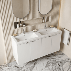 [BFDY133A] Alrewas Contemporary 2 Door Wall Hung Vanity Unit with Basin, Gloss White, 1200mm - Lifestyle 2