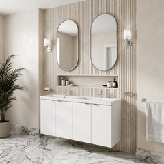 [BFDY133A] Alrewas Contemporary 2 Door Wall Hung Vanity Unit with Basin, Gloss White, 1200mm - Lifestyle 3
