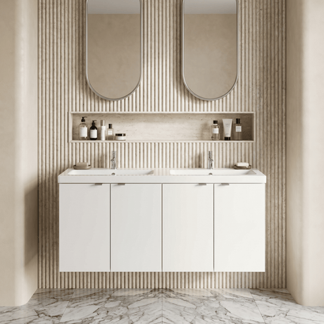 [BFDY133A] Alrewas Contemporary 2 Door Wall Hung Vanity Unit with Basin, Gloss White, 1200mm - Silo