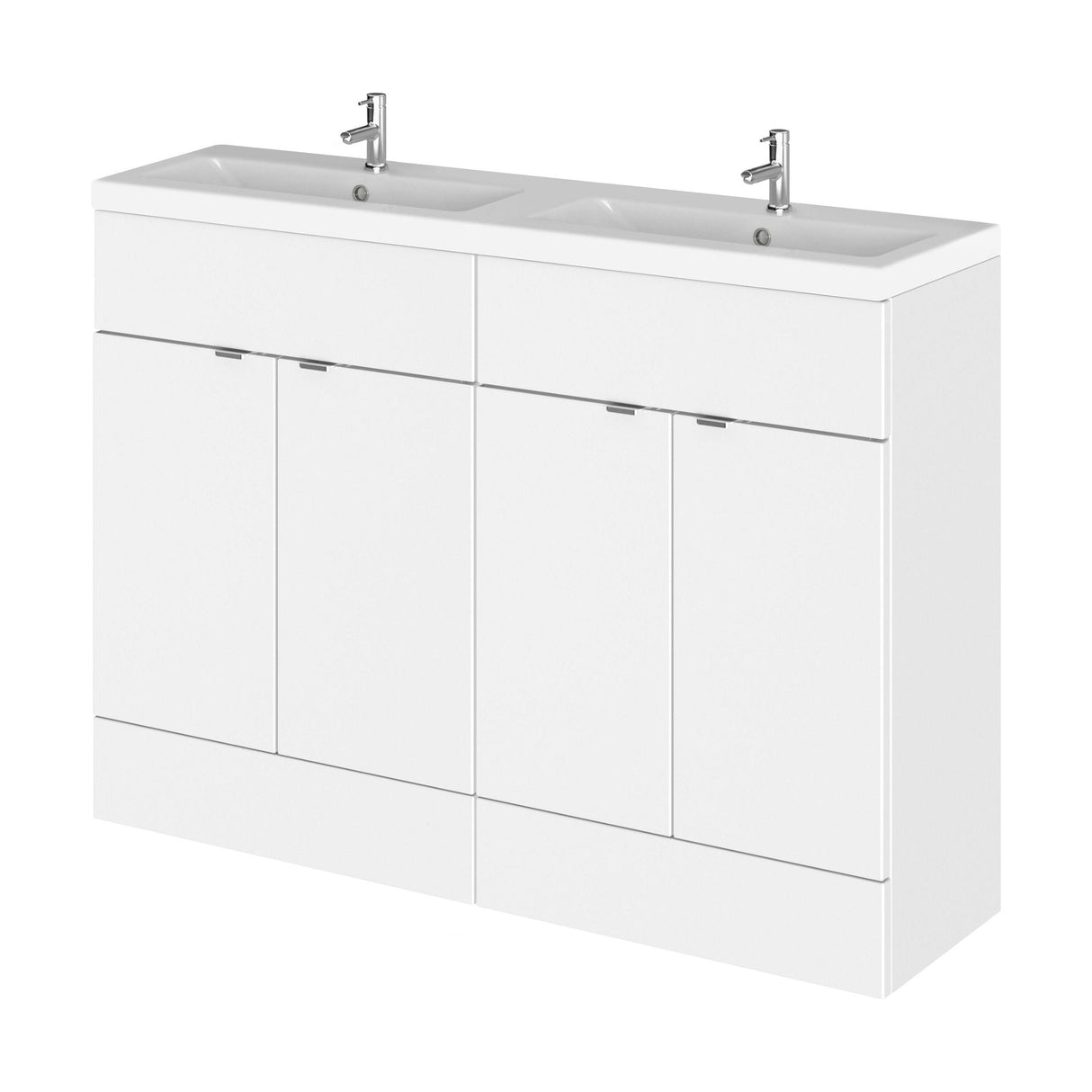 [BFDY134A] Alrewas Contemporary 2 Door Floor Standing Vanity Unit with Basin, Gloss White, 1200mm - Cutout