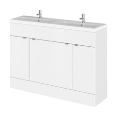 [BFDY134A] Alrewas Contemporary 2 Door Floor Standing Vanity Unit with Basin, Gloss White, 1200mm - Cutout