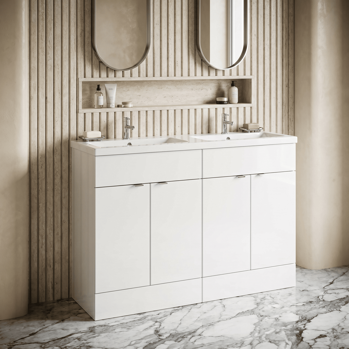 [BFDY134A] Alrewas Contemporary 2 Door Floor Standing Vanity Unit with Basin, 1200mm, Choice of Colour