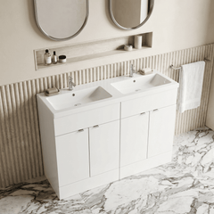 [BFDY134A] Alrewas Contemporary 2 Door Floor Standing Vanity Unit with Basin, 1200mm, Choice of Colour