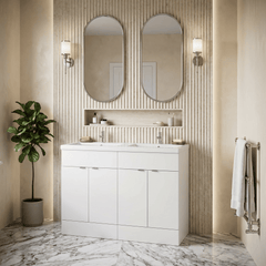 [BFDY134A] Alrewas Contemporary 2 Door Floor Standing Vanity Unit with Basin, 1200mm, Choice of Colour