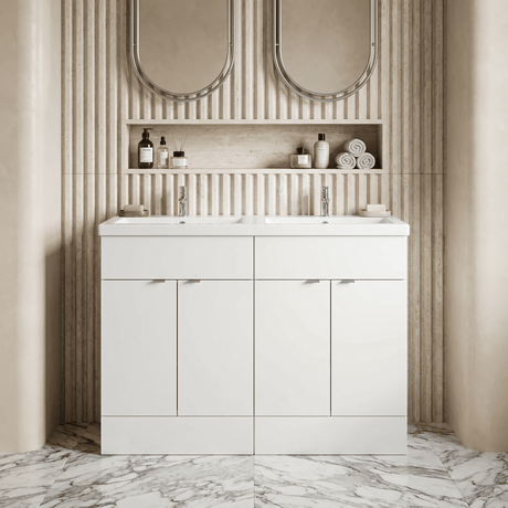 [BFDY134A] Alrewas Contemporary 2 Door Floor Standing Vanity Unit with Basin, 1200mm, Choice of Colour - Silo