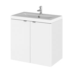 [BFDY136A] Alrewas Contemporary 2 Door Wall Hung Vanity Unit with Basin, Gloss White, 600mm - Cutout