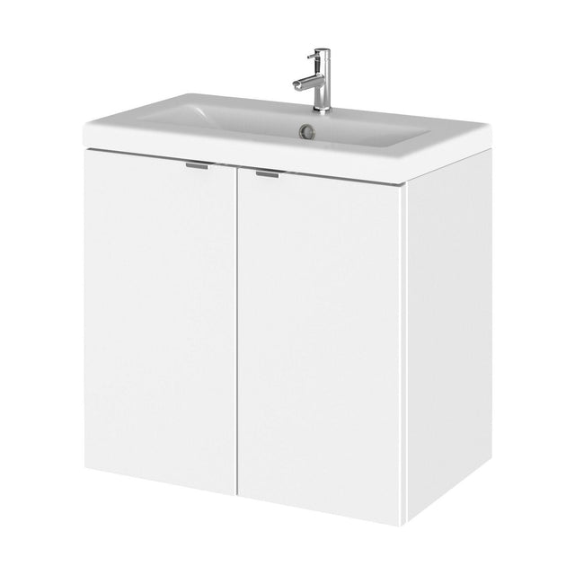 [BFDY136A] Alrewas Contemporary 2 Door Wall Hung Vanity Unit with Basin, Gloss White, 600mm - Cutout