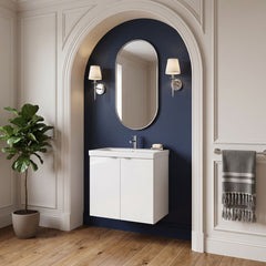 [BFDY136A] Alrewas Contemporary 2 Door Wall Hung Vanity Unit with Basin, Gloss White, 600mm - Lifestyle 3