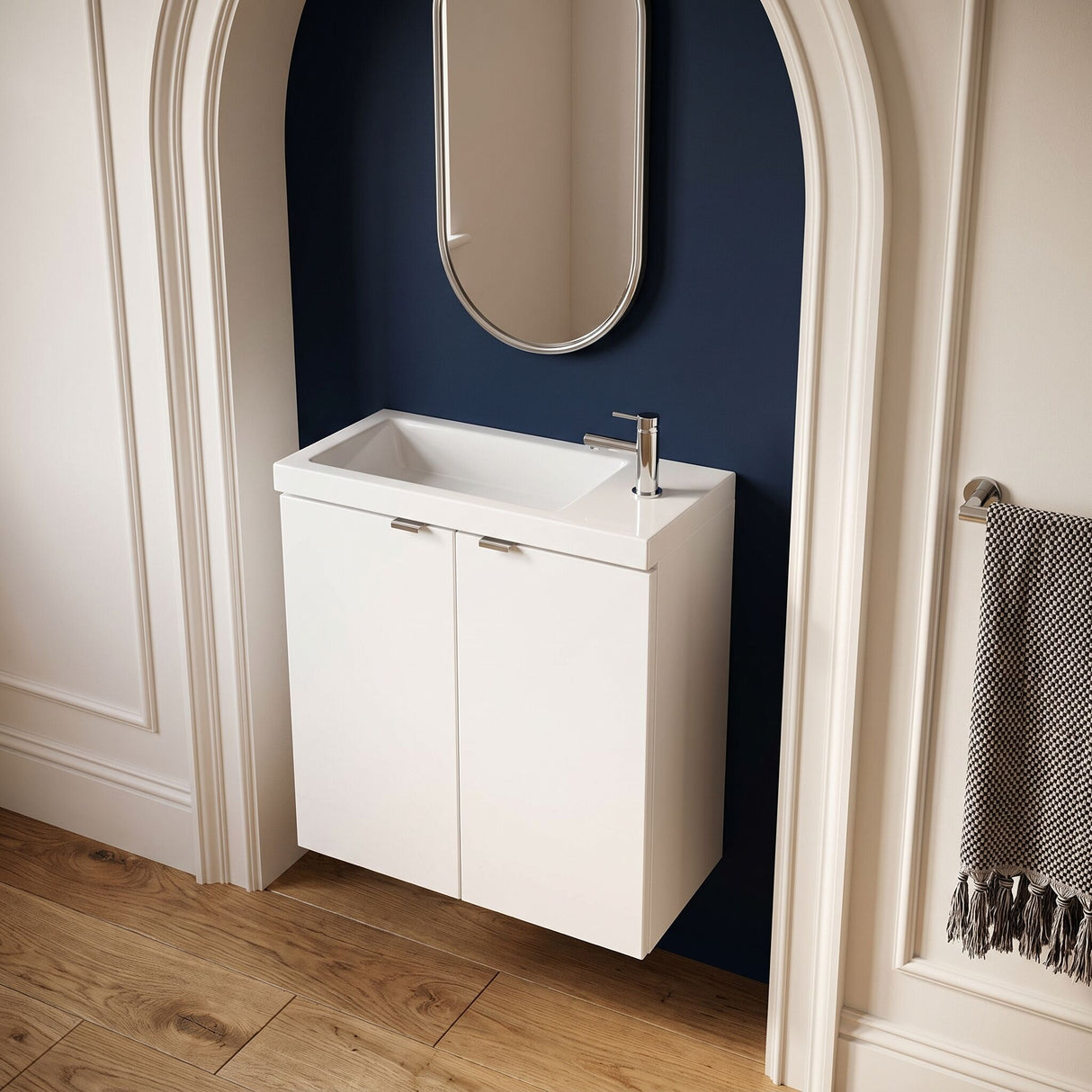 [BFDY138] Alrewas Contemporary 2 Door Wall Hung Vanity Unit with Basin, Gloss White, 500mm - Lifestyle 2