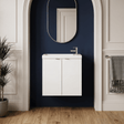 [BFDY138] Alrewas Contemporary 2 Door Wall Hung Vanity Unit with Basin, Gloss White, 500mm - Silo