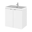 [BFDY140A] Alrewas Contemporary 2 Door Wall Hung Vanity Unit with Basin, Gloss White, 500mm - Cutout