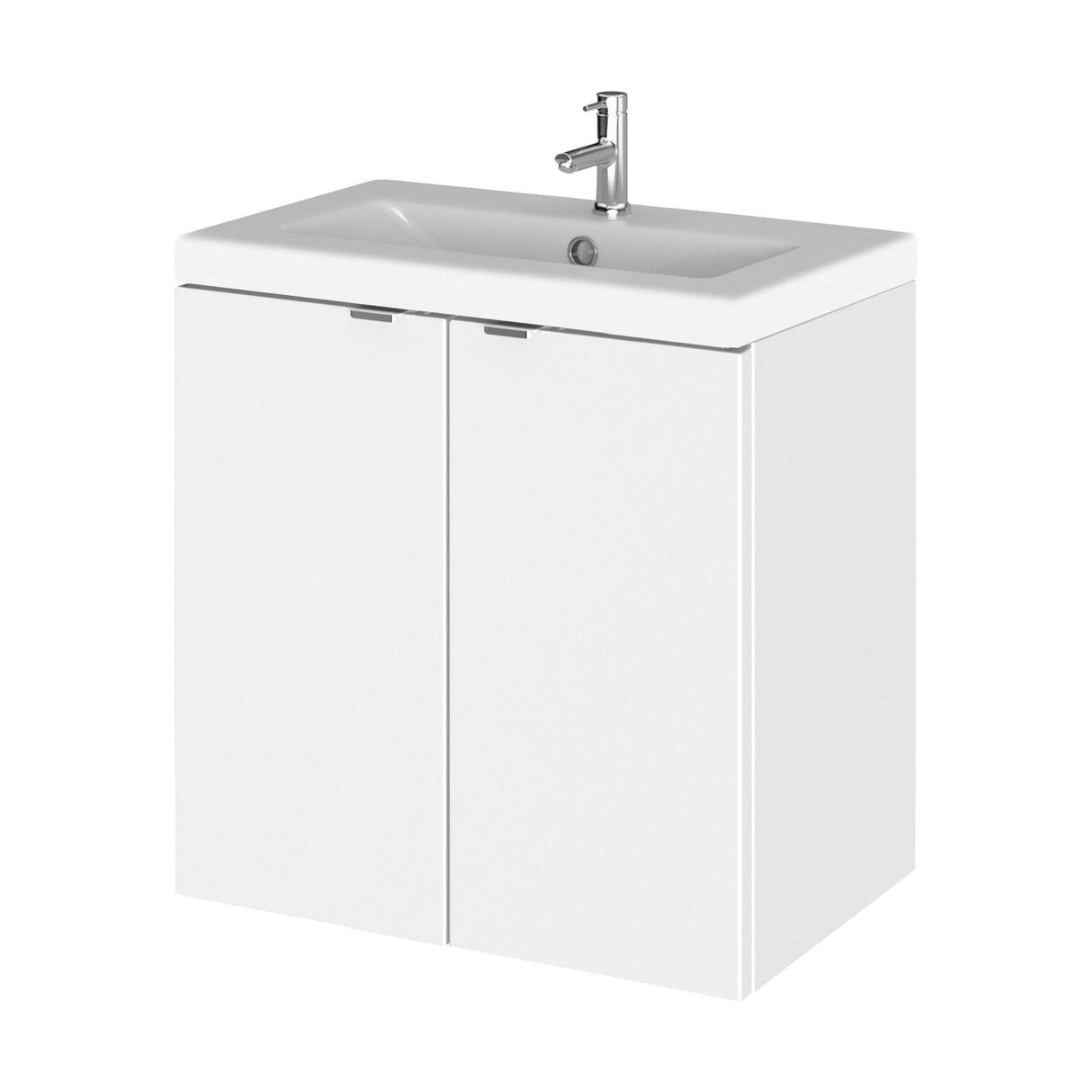 [BFDY140A] Alrewas Contemporary 2 Door Wall Hung Vanity Unit with Basin, Gloss White, 500mm - Cutout