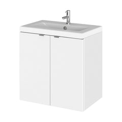 [BFDY140A] Alrewas Contemporary 2 Door Wall Hung Vanity Unit with Basin, Gloss White, 500mm - Cutout
