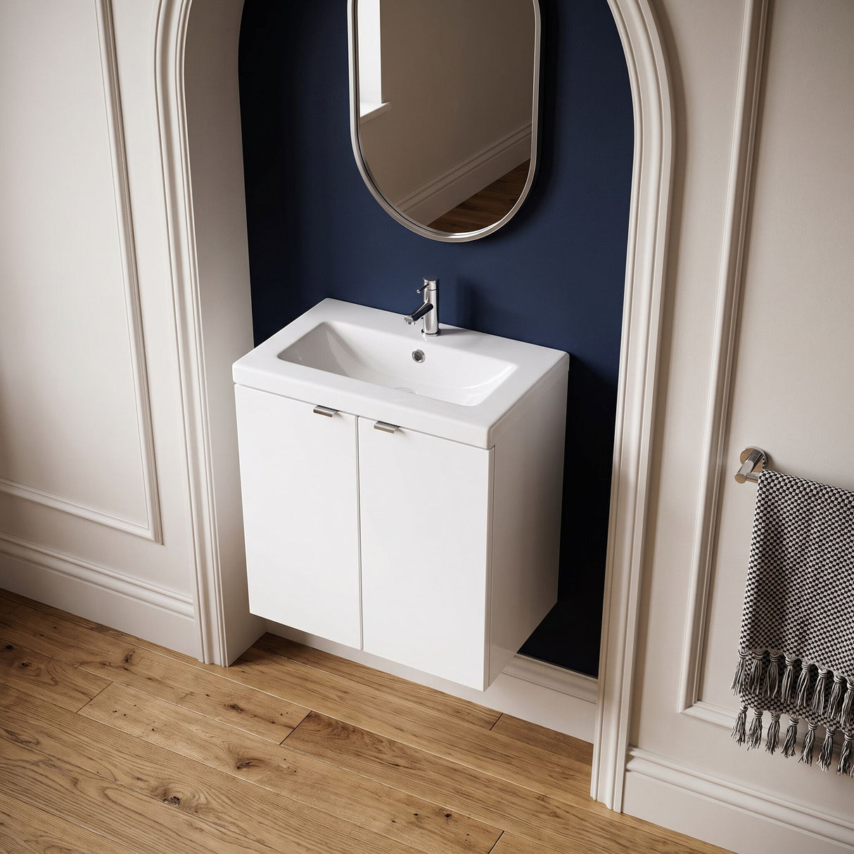 [BFDY140A] Alrewas Contemporary 2 Door Wall Hung Vanity Unit with Ceramic Basin, 500mm, Choice of Colour