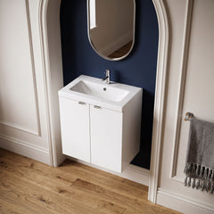 [BFDY140A] Alrewas Contemporary 2 Door Wall Hung Vanity Unit with Ceramic Basin, 500mm, Choice of Colour