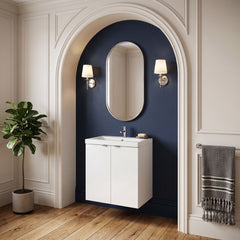 [BFDY140] Alrewas Contemporary 2 Door Wall Hung Vanity Unit with Polymarble Basin, 500mm, Choice of Colour