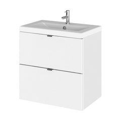 [BFDY141A] Alrewas Contemporary 2 Drawer Wall Hung Vanity Unit with Basin, Gloss White, 500mm - Cutout