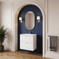 [BFDY141A] Alrewas Contemporary 2 Drawer Wall Hung Vanity Unit with Ceramic Basin, 500mm, Choice of Colour