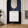 [BFDY141A] Alrewas Contemporary 2 Drawer Wall Hung Vanity Unit with Ceramic Basin, 500mm, Choice of Colour - Silo