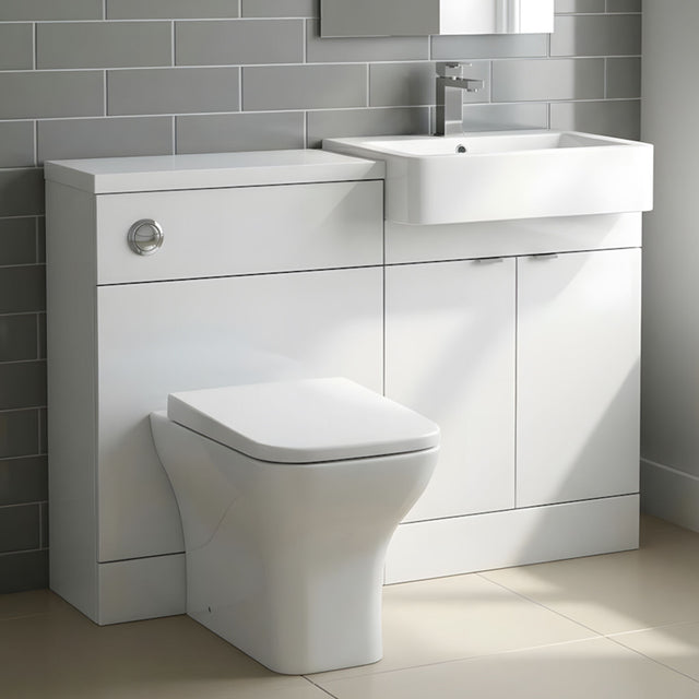 [BFDY149] Alrewas Contemporary Floor Standing Vanity WC Combination Unit with Semi-Recessed Basin, Right Hand, 1000mm, Choice of Colour - Silo